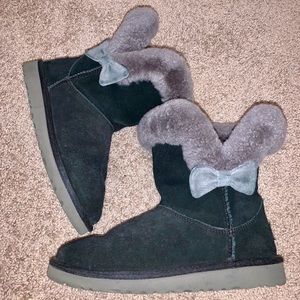 UGG Black and Gray Winter Boots with Sheep Fur